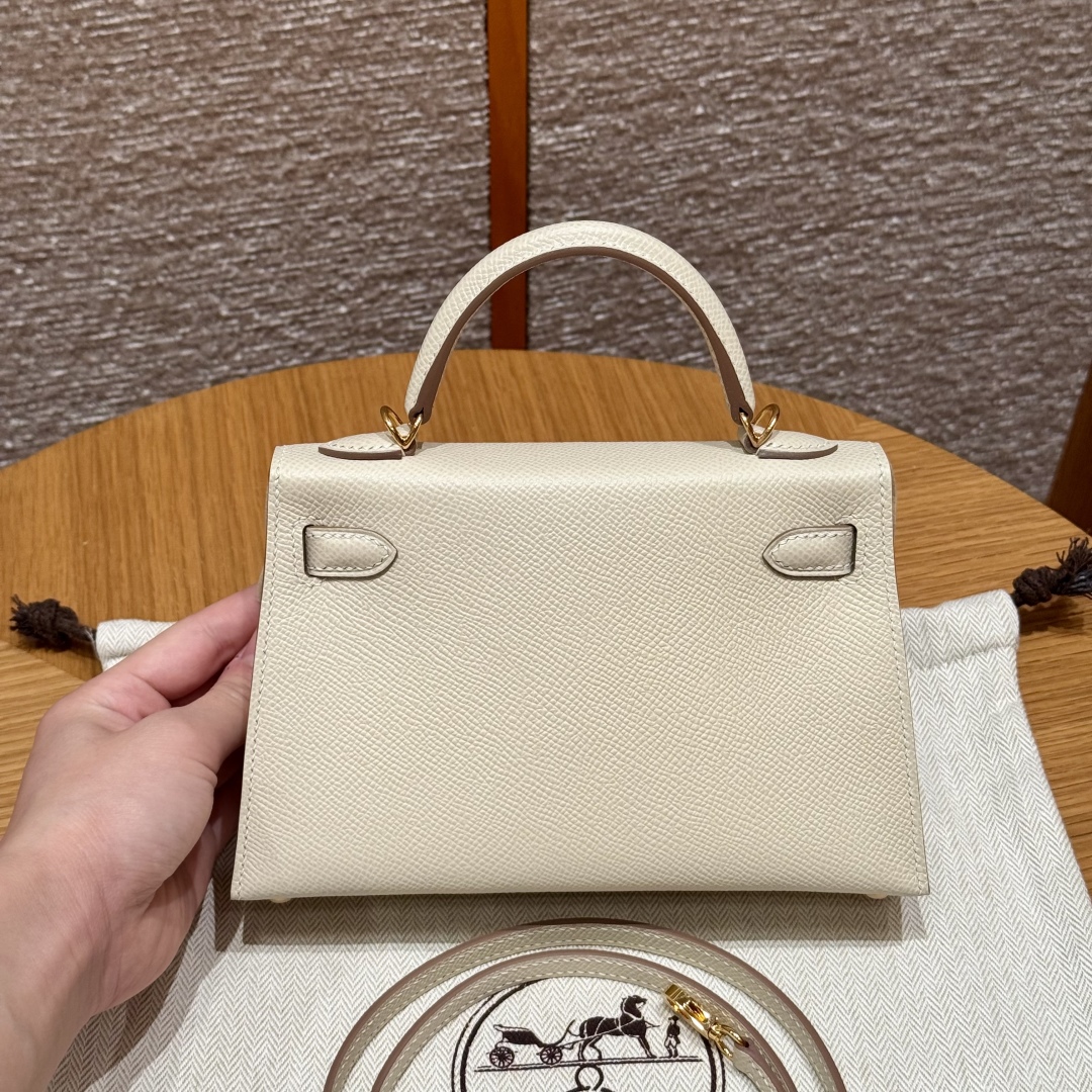 Hermes mini kelly 10Craie handbag (handmade to order)