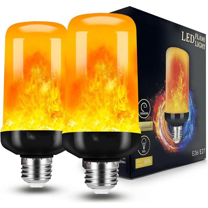 2PCS/SET LED Flame Light Bulbs, 4 Modes Flickering Light Bulbs with Upside Down Effect