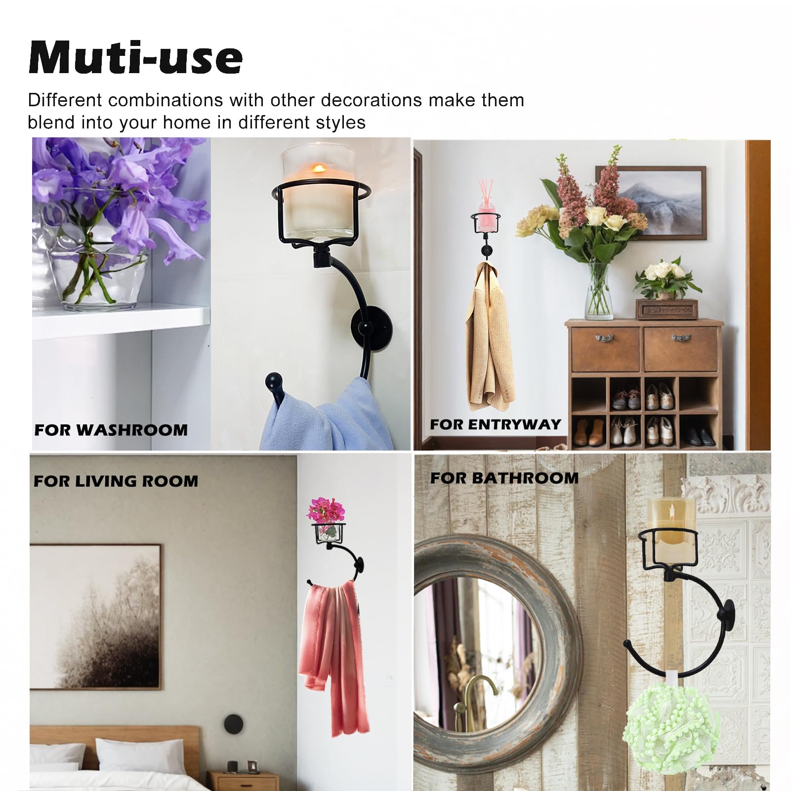 💗🎁 Mother's Day Gift - Rustic Towel Ring with Elegent Candle Holder