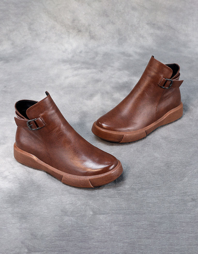 Handmade Retro Leather Ankle Boots for Women