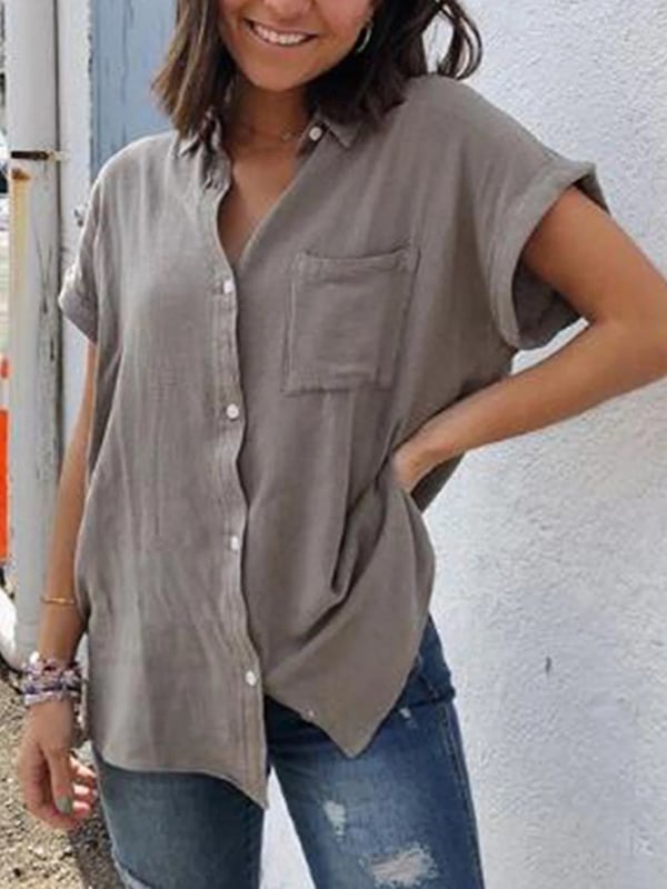 Ladies Casual Cotton Linen Shirt