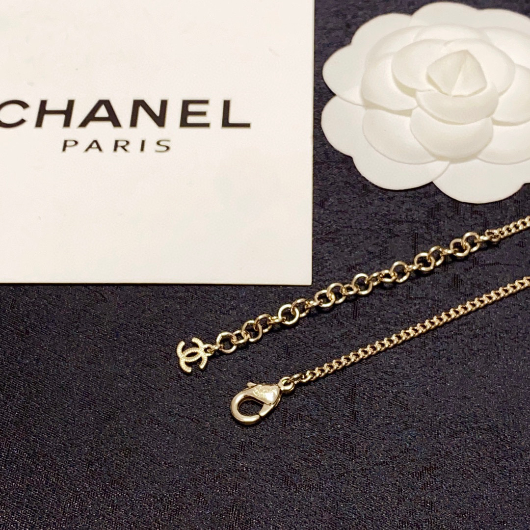 Chanel New Black Square Leather Necklace