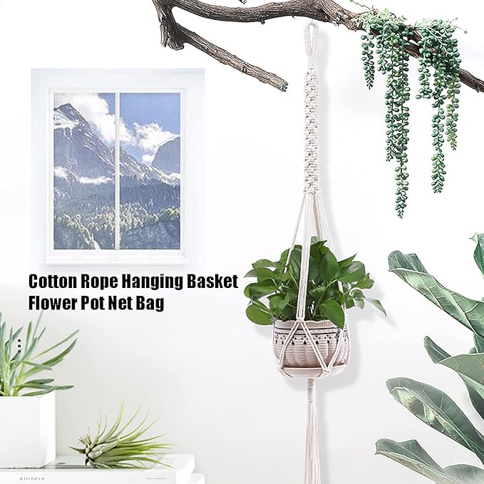 🎍🎍Bohemian style decorative cotton rope hanging basket (handmade)