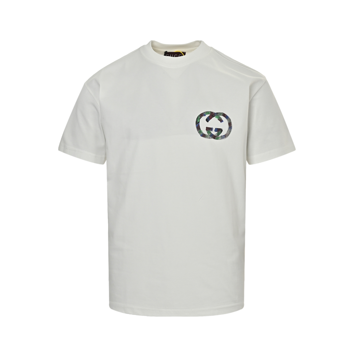 Gucci 25ss graffiti hand-painted double G print short sleeve