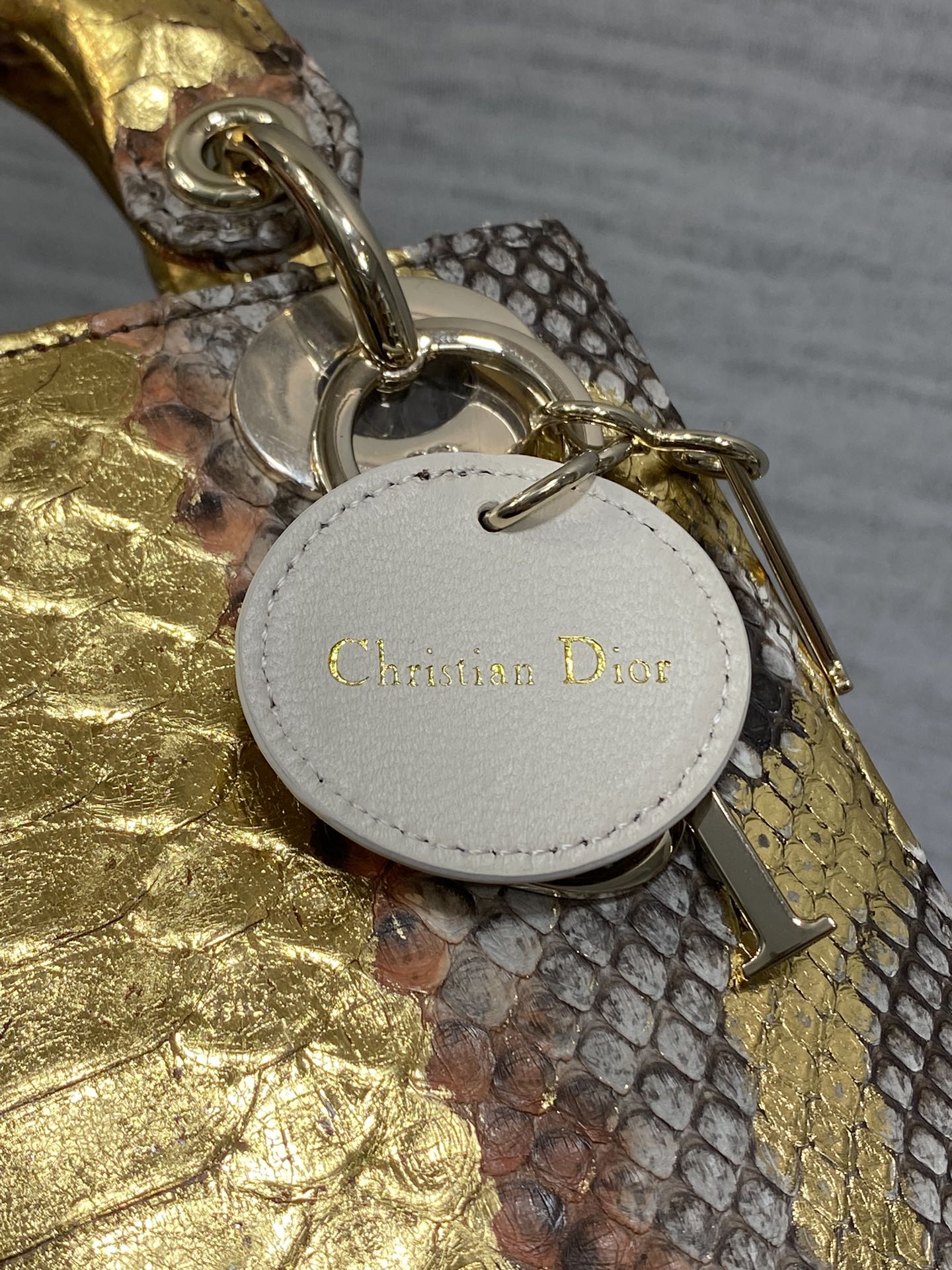 Dior Lady three-grid rare snakeskin Princess Diana bag