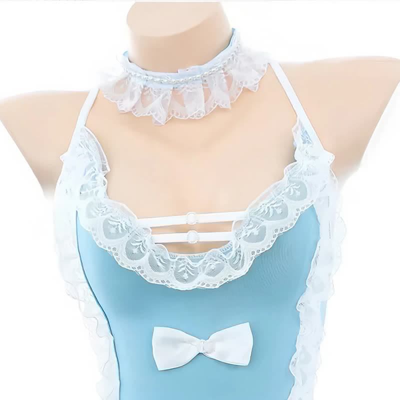 Sexy Maid Lace Bow Stockings Lingerie Dress