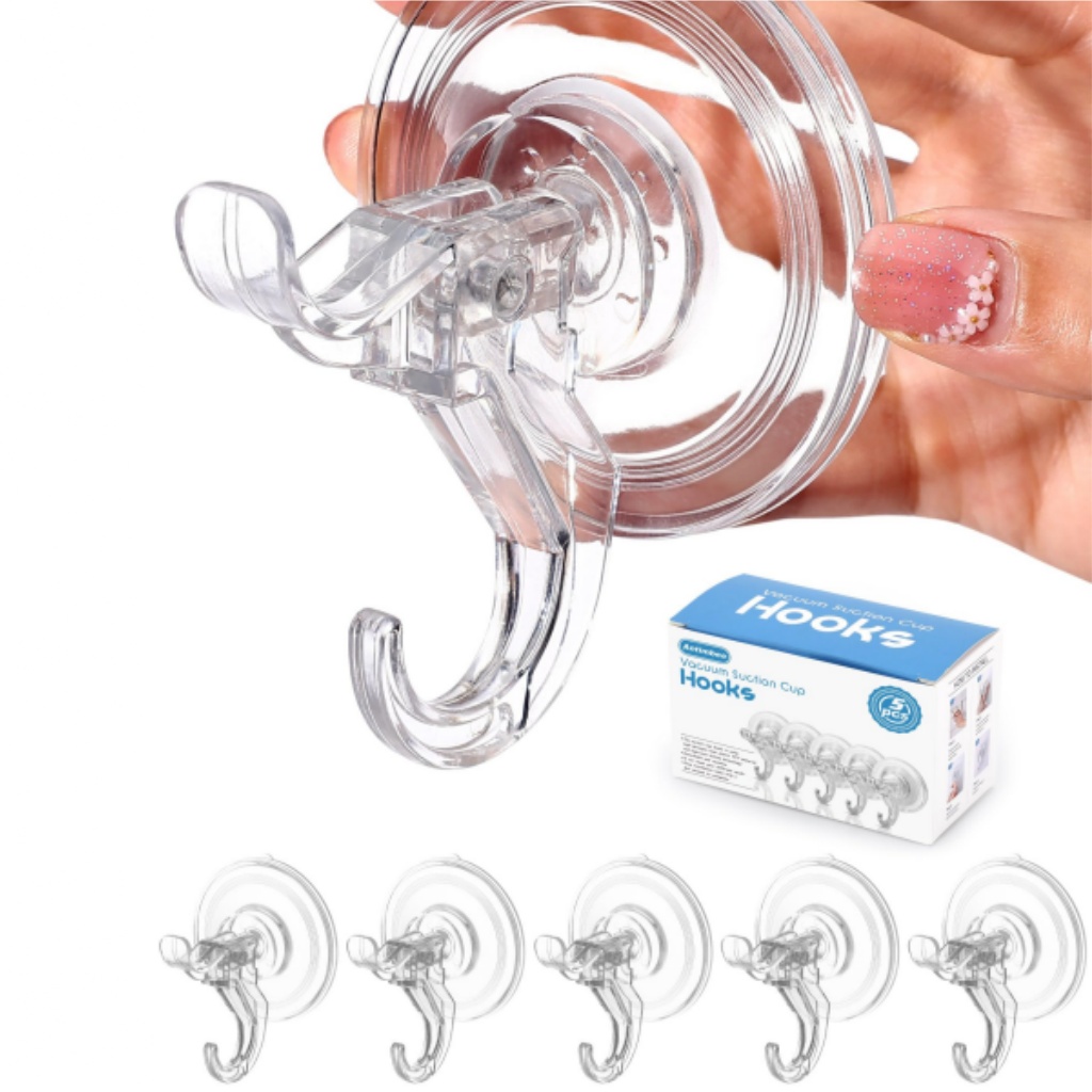 💥ON SALE💥5 Pack Transparent Suction Hooks, 11 lb Strong Hold