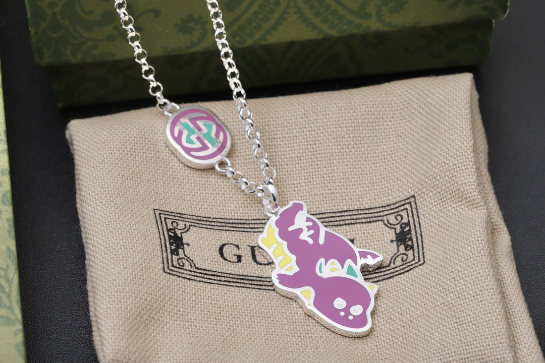 Gucci custom made super cute little flying dragon necklace