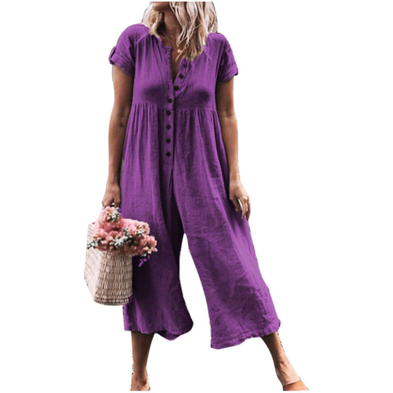 Versatile Women's Casual Color-Blocked Jumpsuit