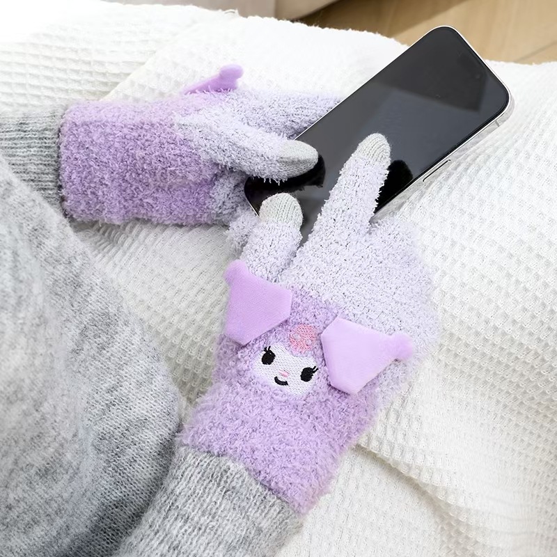 High profile horizontal stereo ears touch screen protector warm five-finger gloves