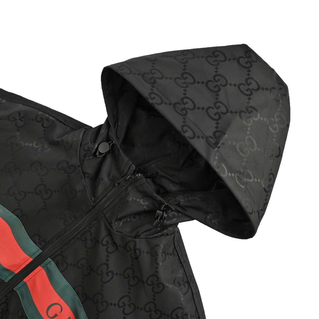 Gucci 24Fw red and green ribbon pattern trench coat