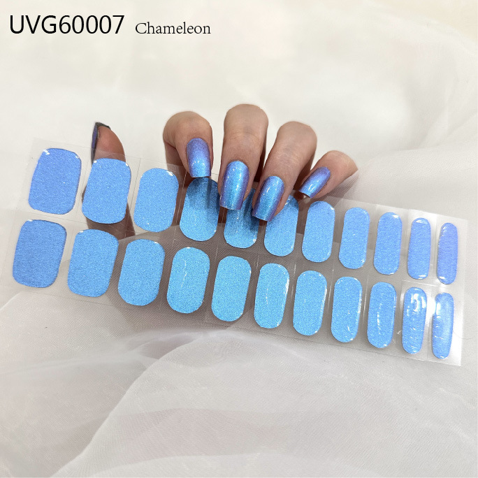 Semi Cured Gel Nail Strips, 22 pcs Nail Wraps, Glaze Gel Nail Stickers