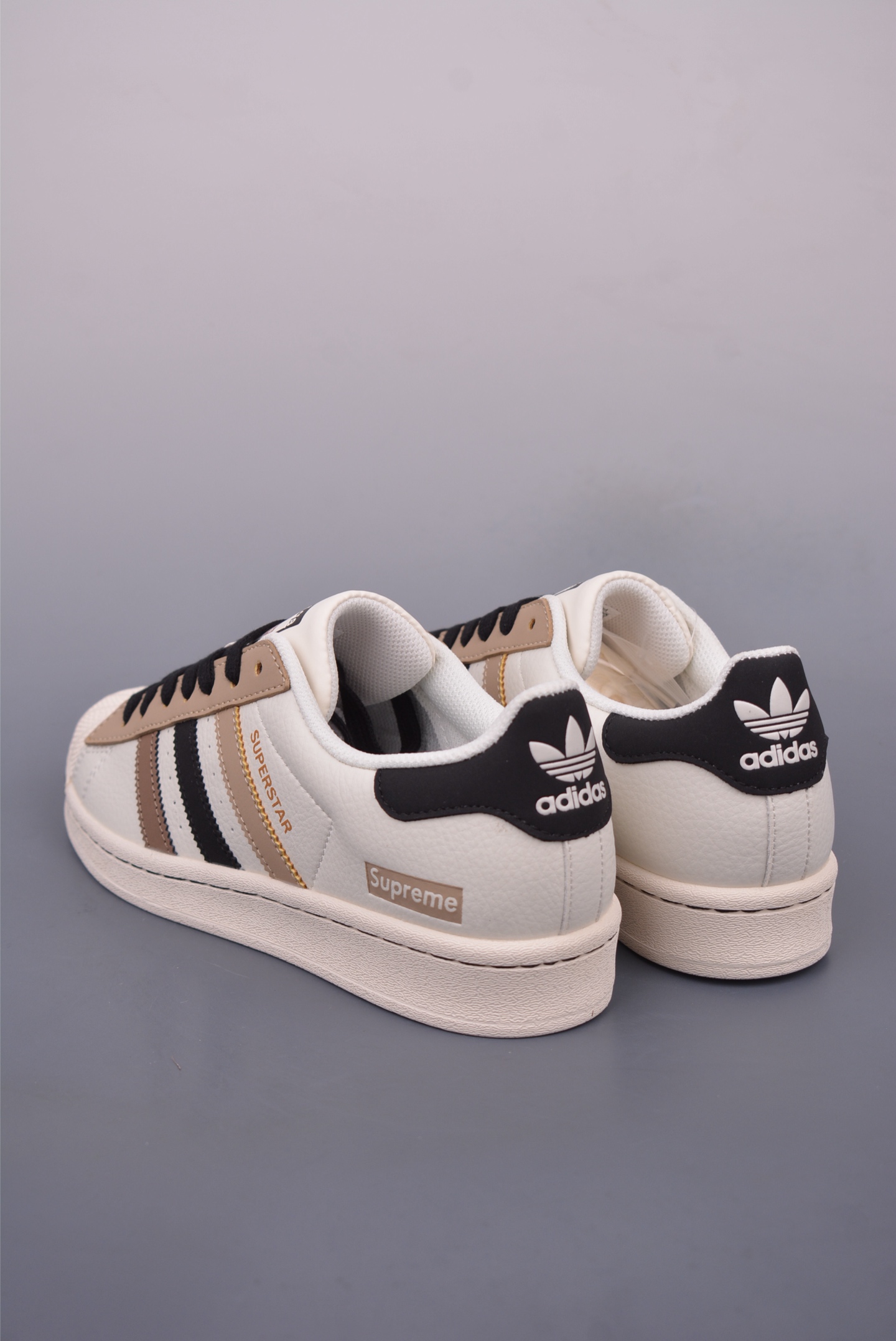 Supreme x Adidas Originals Superstar sneakers Coffee, White and Black SD6801