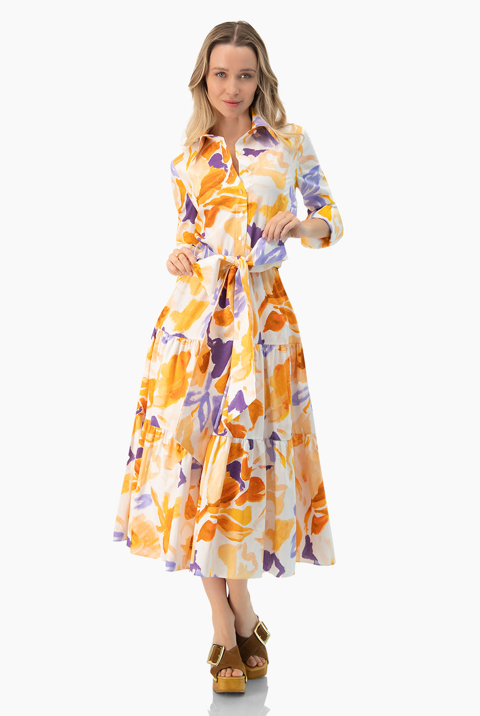 Vestido camisero con cinta