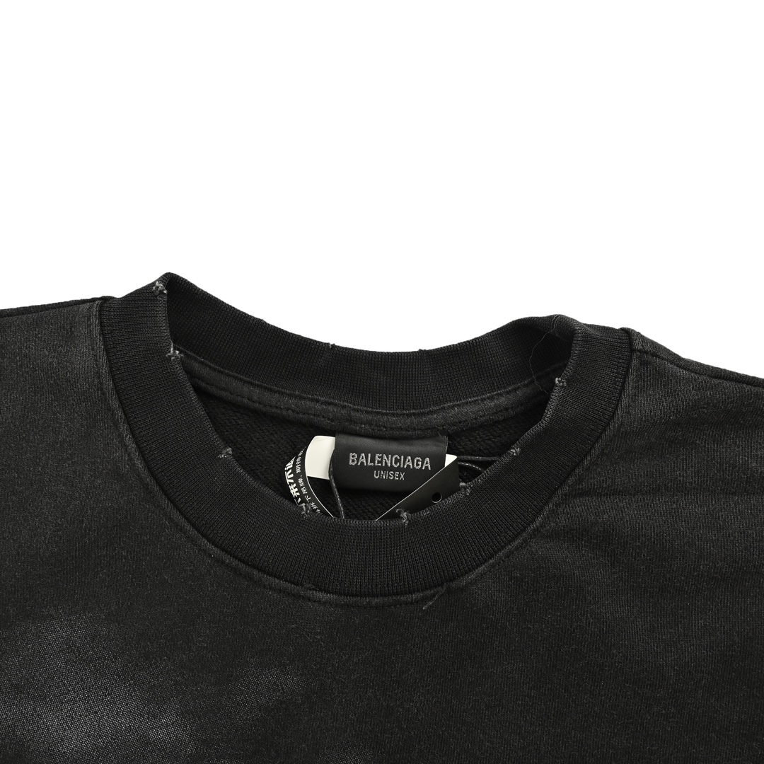 Balenciaga 24Fw lettering slogan print washed crew neck sweatshirt
