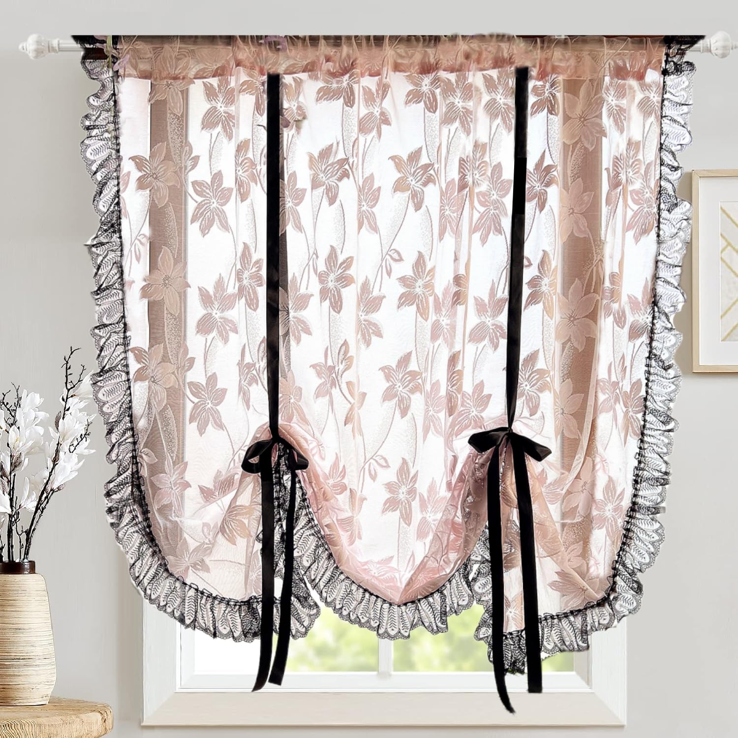 Elegant Floral Lace Balloon Curtains