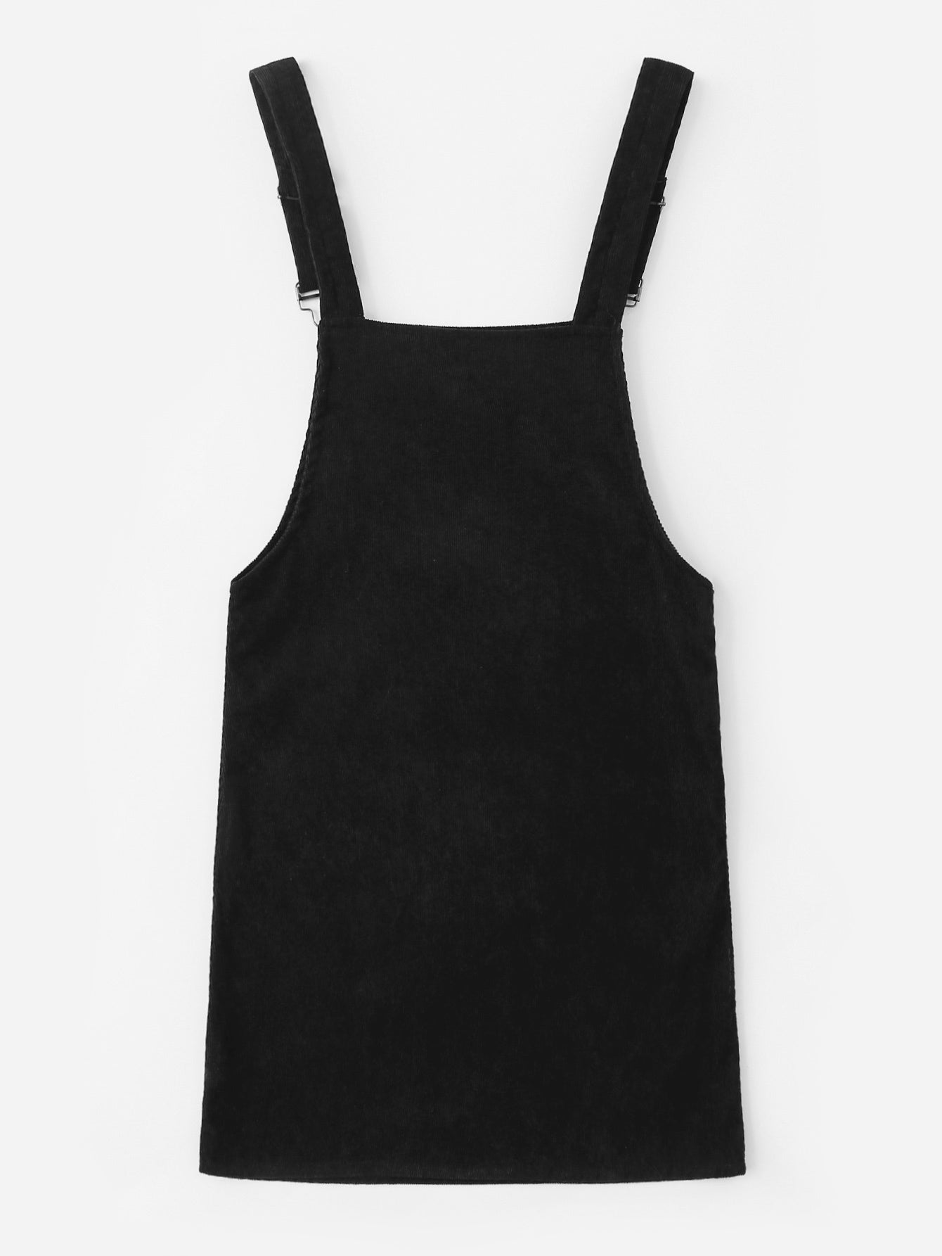 Pocket Front Solid Pinafore Dress