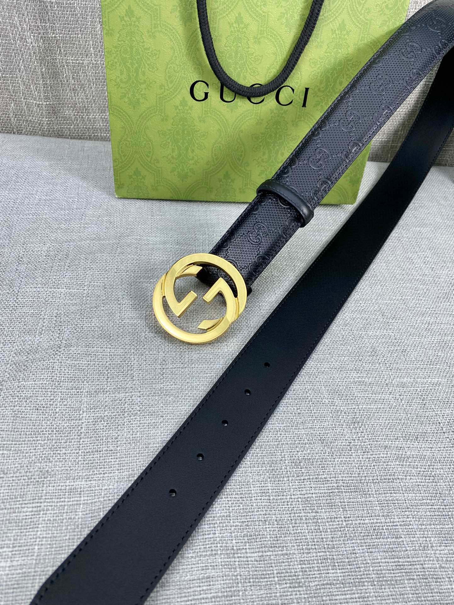 Gucci Signature printed leather belt width 4.0CM