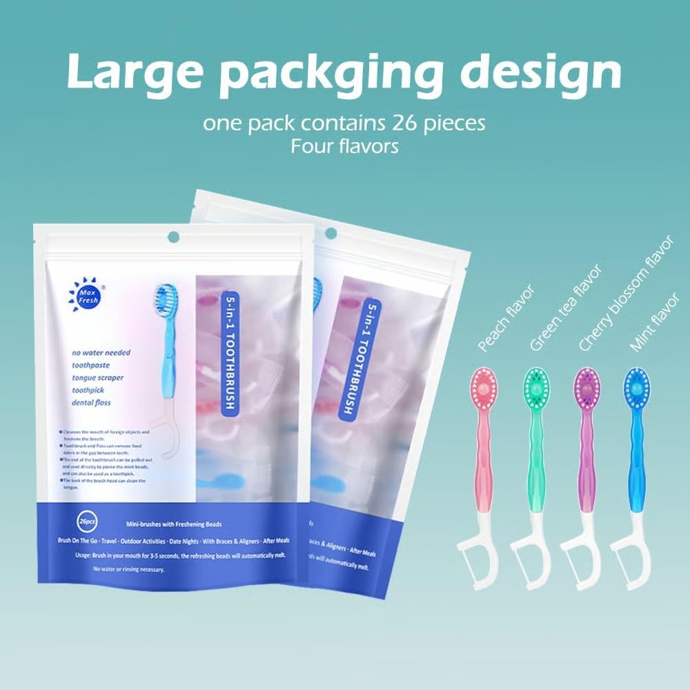 🎁5 in 1 Mini Toothbrush & Floss & Tongue Scraper & Toothpick Set