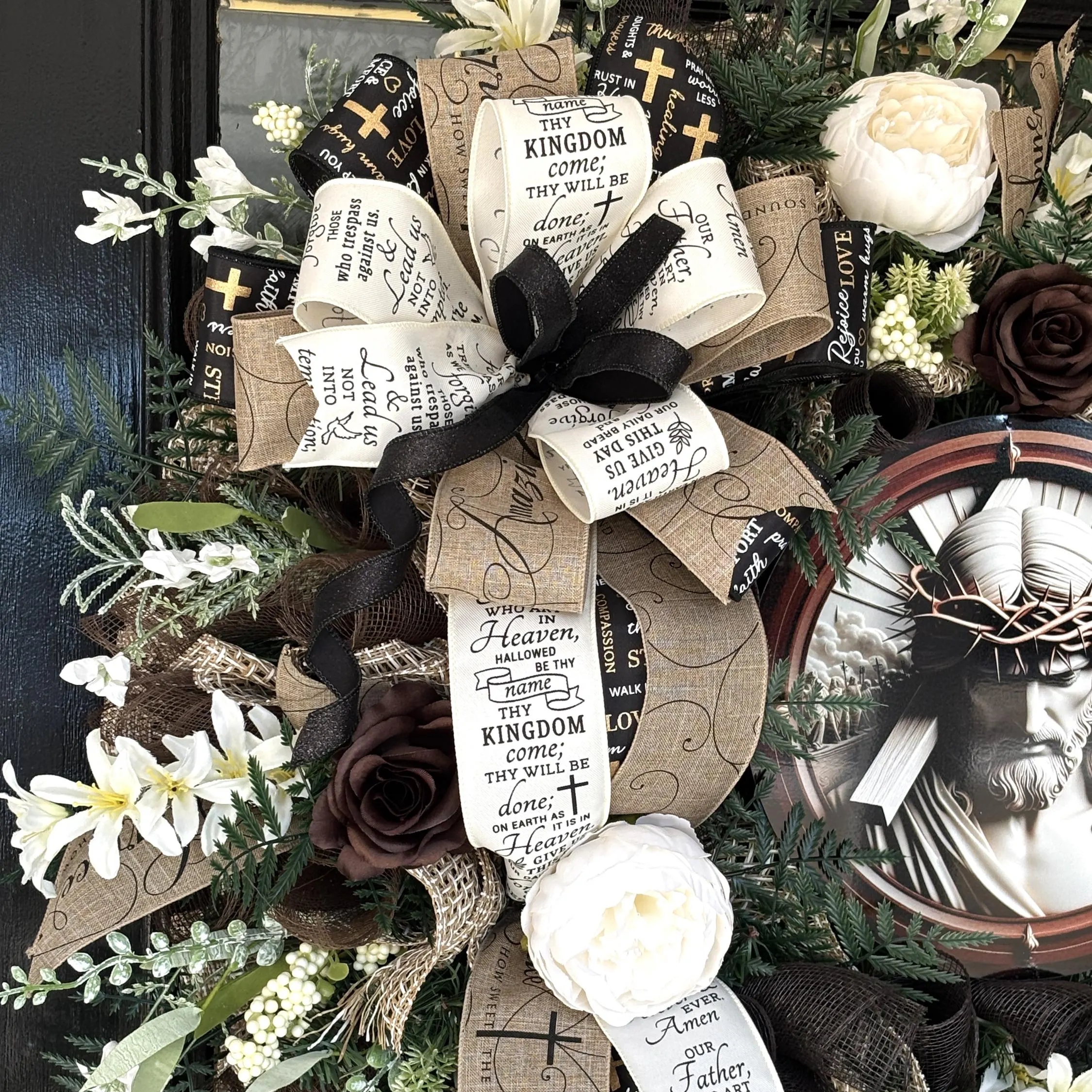 Our Father Who Art in Heaven Wreath, Easter Wreath, Amazing Grace Decor, He is Risen