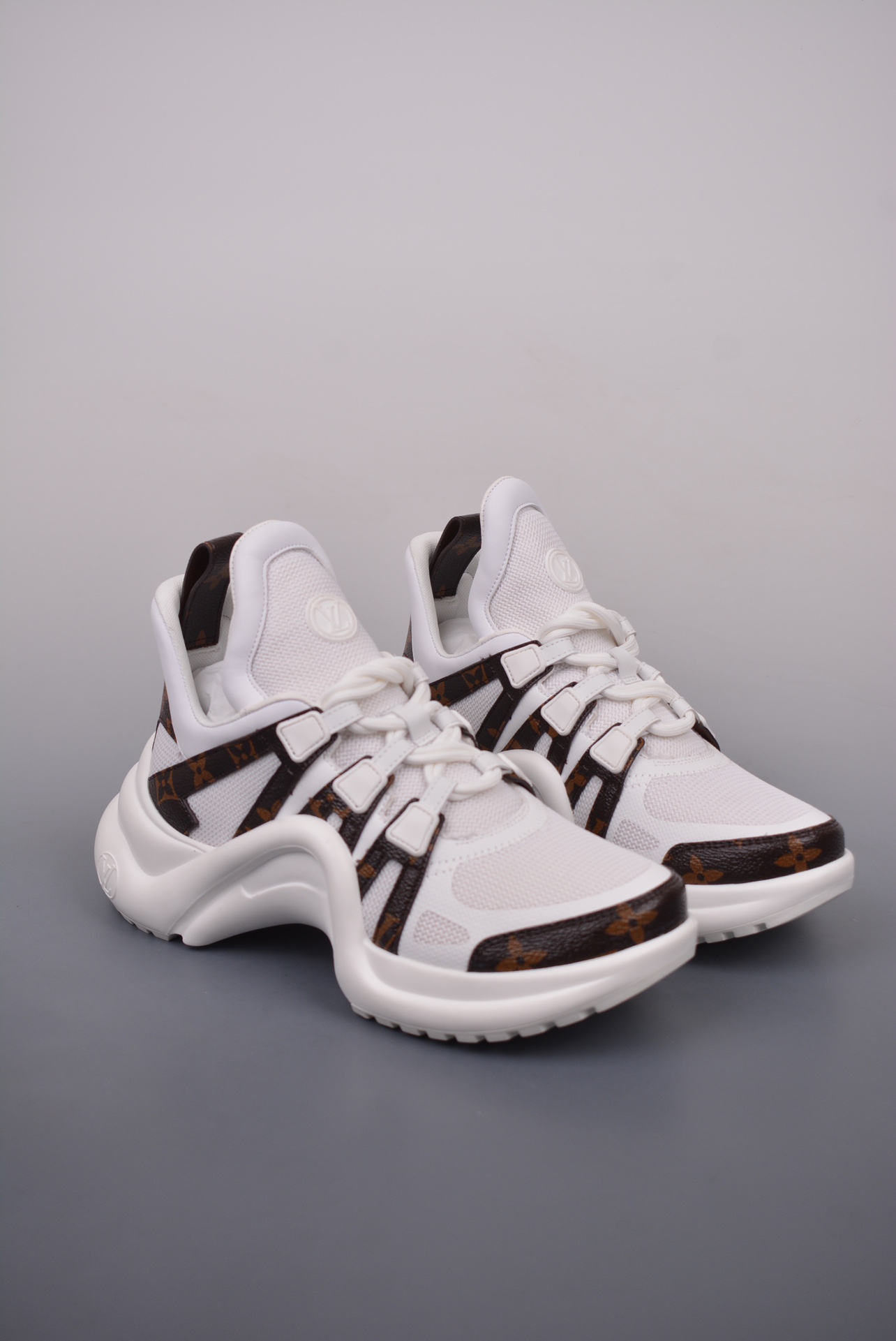Louis Vuitton Archlight Sneakers White Brown Jacquard