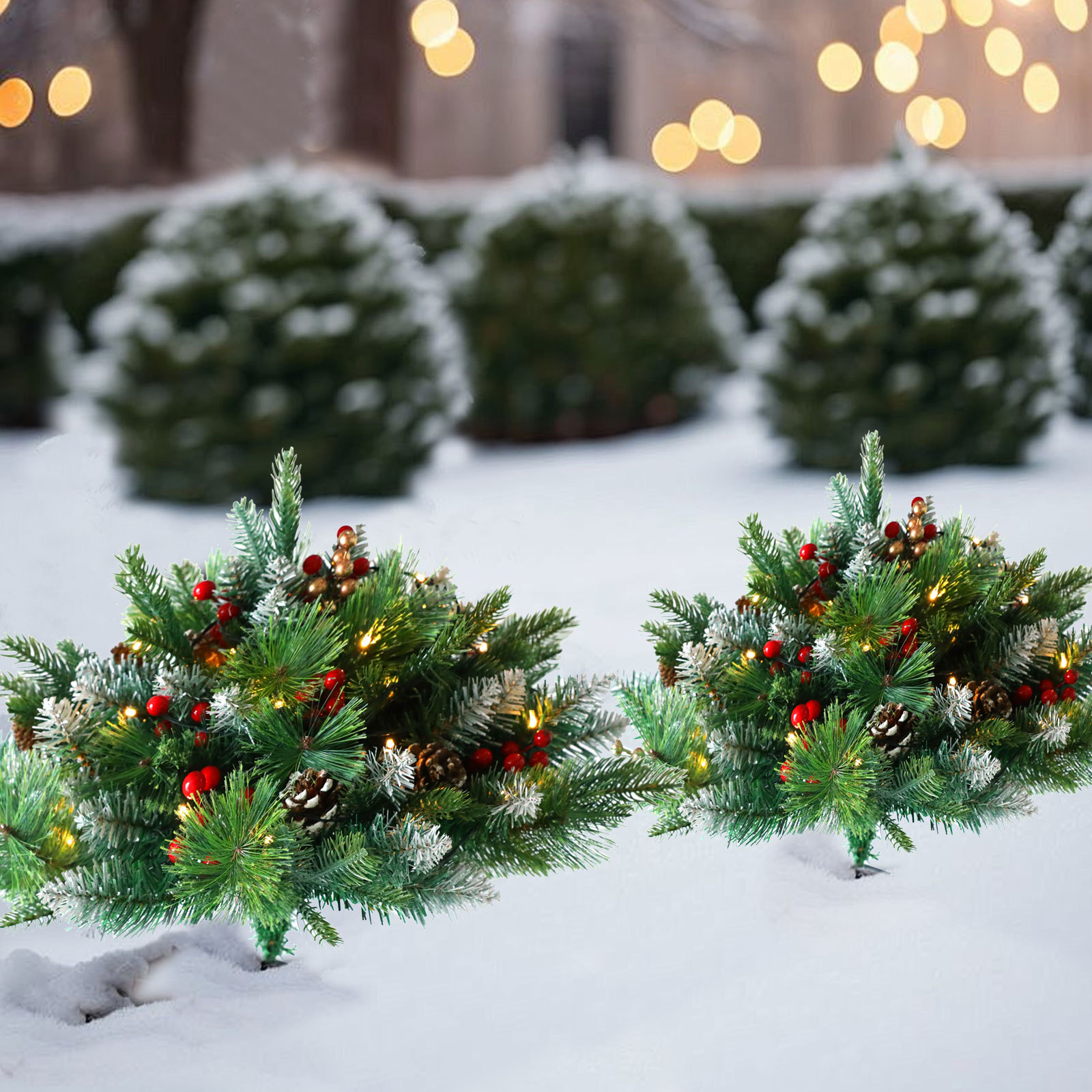 🎄Early Christmas Sale 49% OFF🎄18 Inch Pre-lit Christmas Planter Bushes