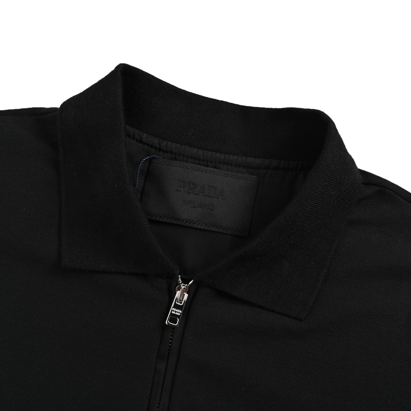 Prada 25ss triangle logo half zip polo short sleeve