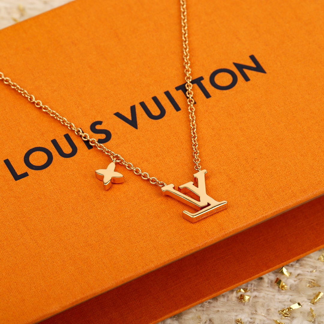 Louis Vuitton rose red logo necklace