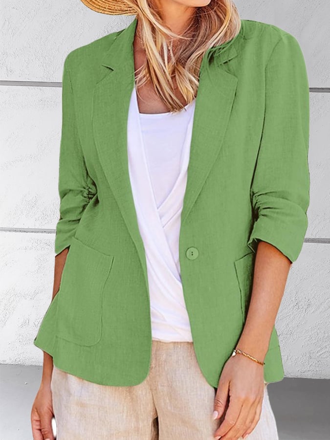 Women'S Solid Color Small Suit Lapel Temperament Professional Slim Jacket