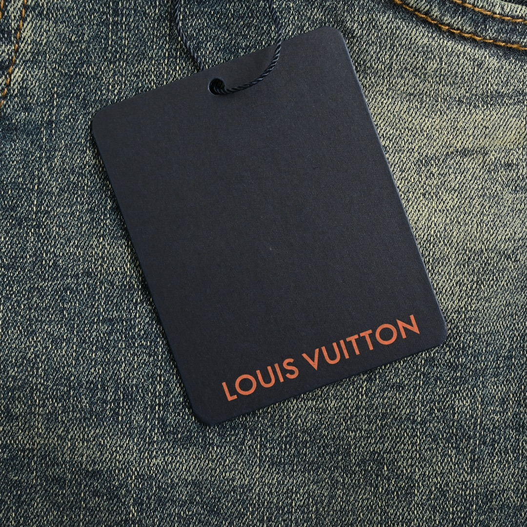 Louis Vuitton 24Fw Back Pocket Ink Splash Lettering Jeans
