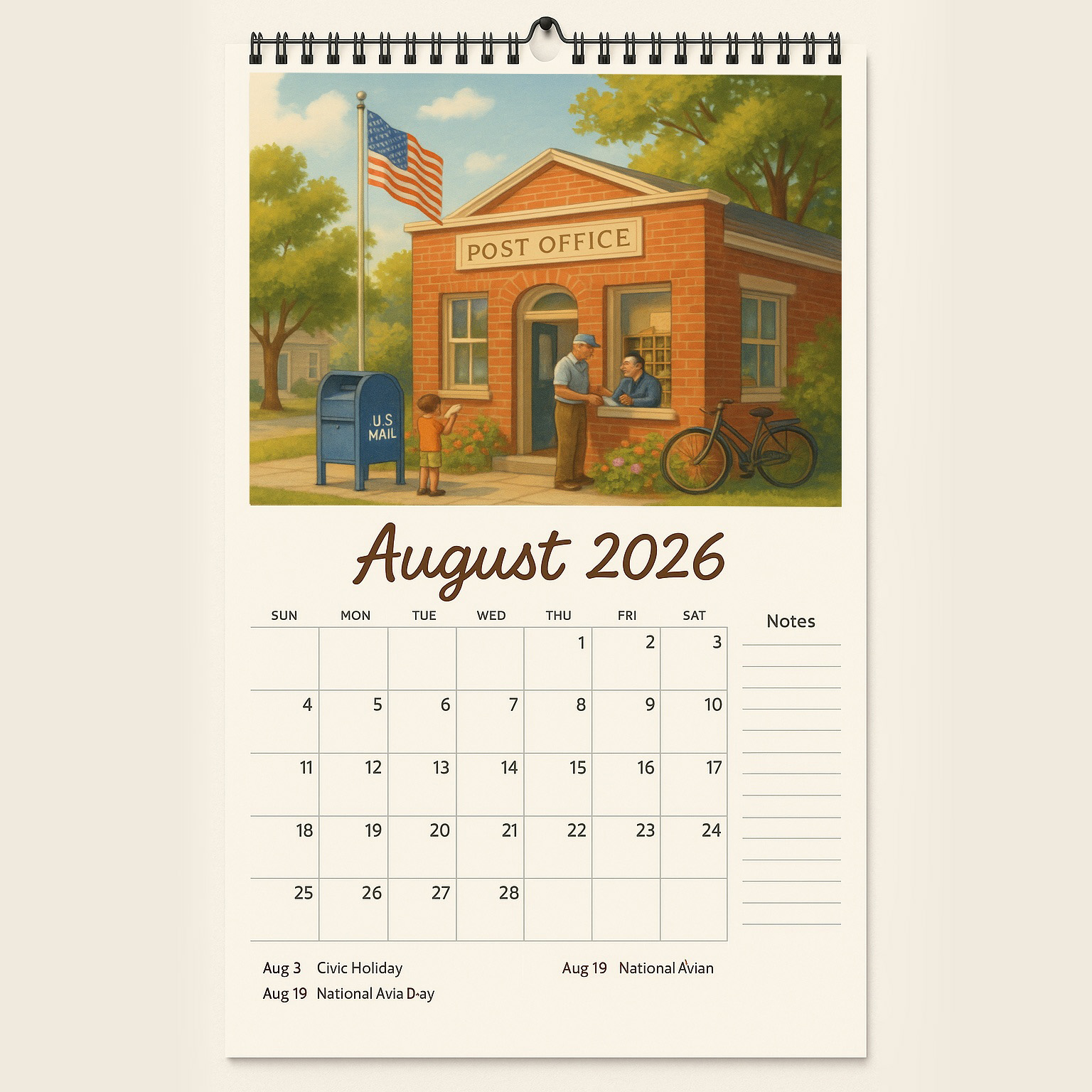 USPS 250th Anniversary 2026 Calendar