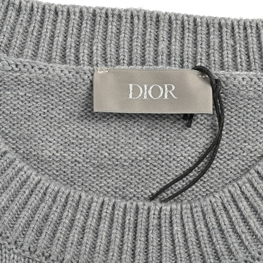Dior 24Fw signature letter embroidered crew neck sweater