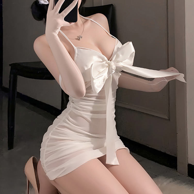 Bow See-through Lingerie Dress