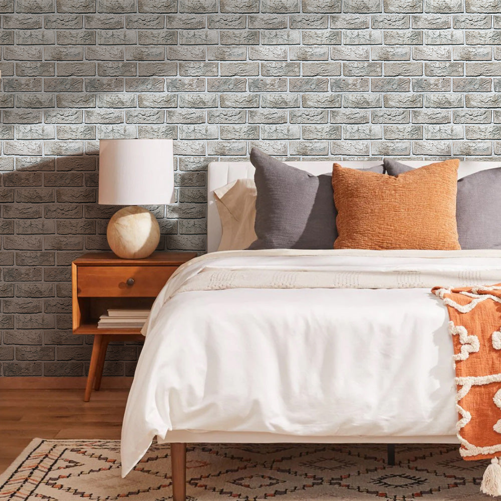 3D Distressed Brick Peel and Stick Wall Tile