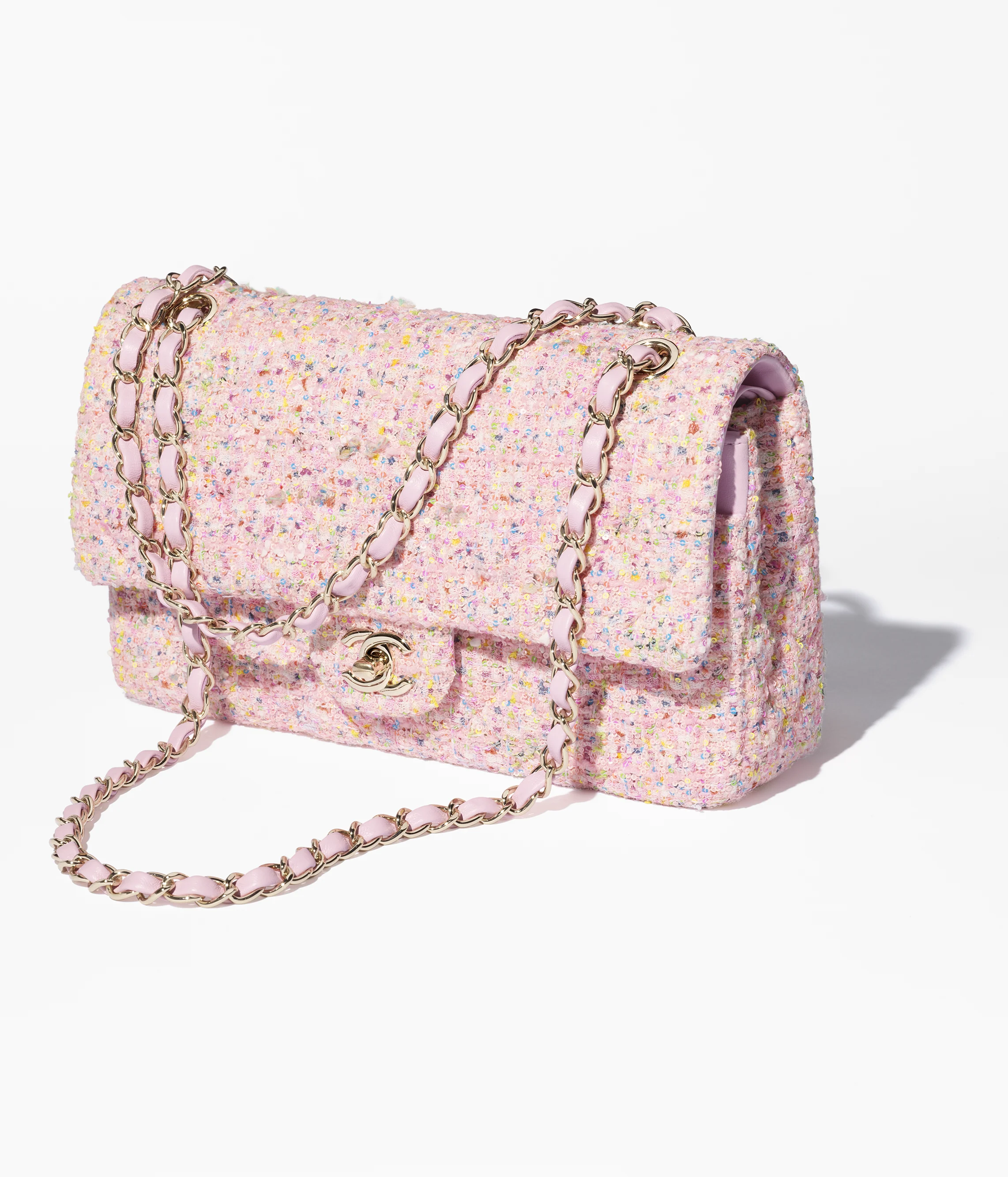 Chanel Classic 11.12 Bag Tweed & Gold Metal Pink & Multicolor A01112-B19963-NADRA