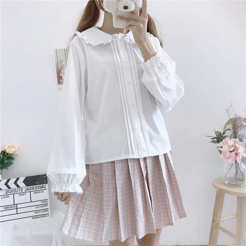 Kawaii Long Sleeve Peter Pan Collar Blouse