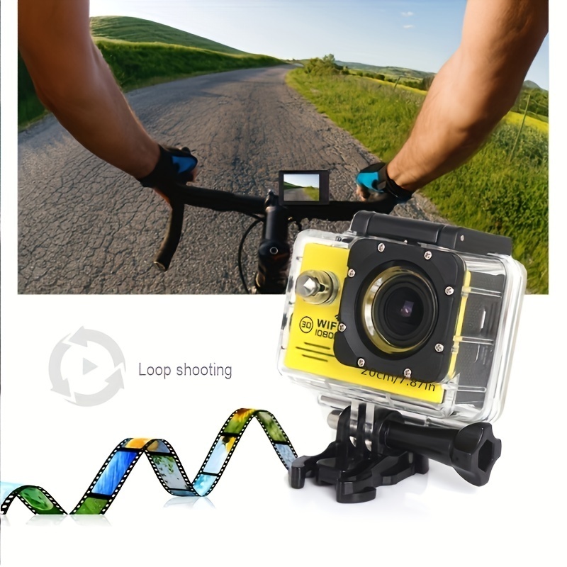 (Built-in Battery) Wifi HD 1080 Action Camera 30m Waterproof Underwater Camera 140 Degrees Ultra-wide Angle Lens Convenient Waterproof Action Camera 2 Inch Display Wifi Camera Multiple Languages Optional Waterproof Camera With 32G TF Card For Thanksgiving