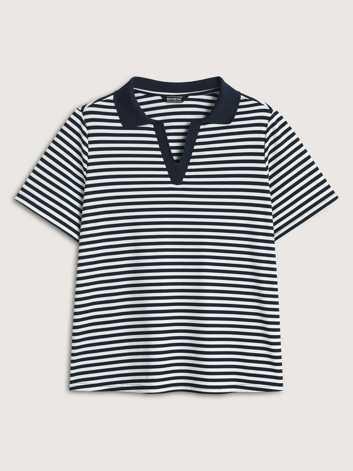 Polo Collar Stripes Contrast T-Shirt