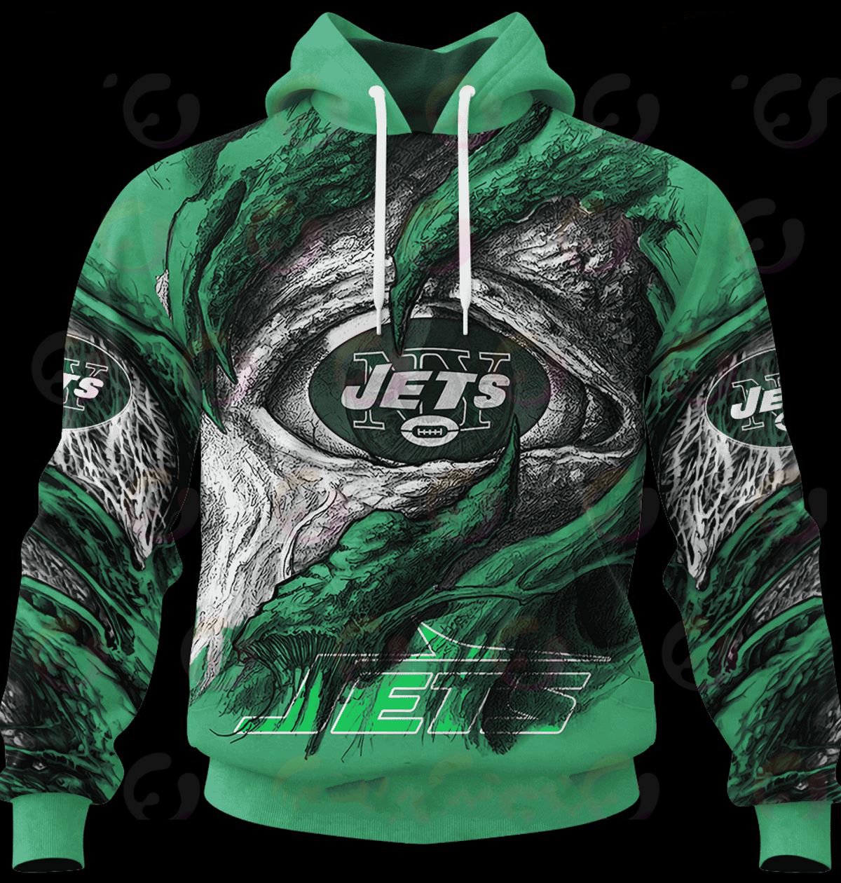 NEW YORK JETS 3D HOODIE COMMANDERS DEMON EYES