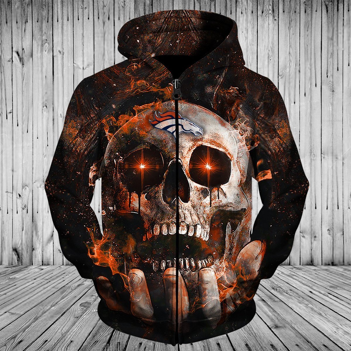 BRONCOS HOODIE 3D SKULL 74