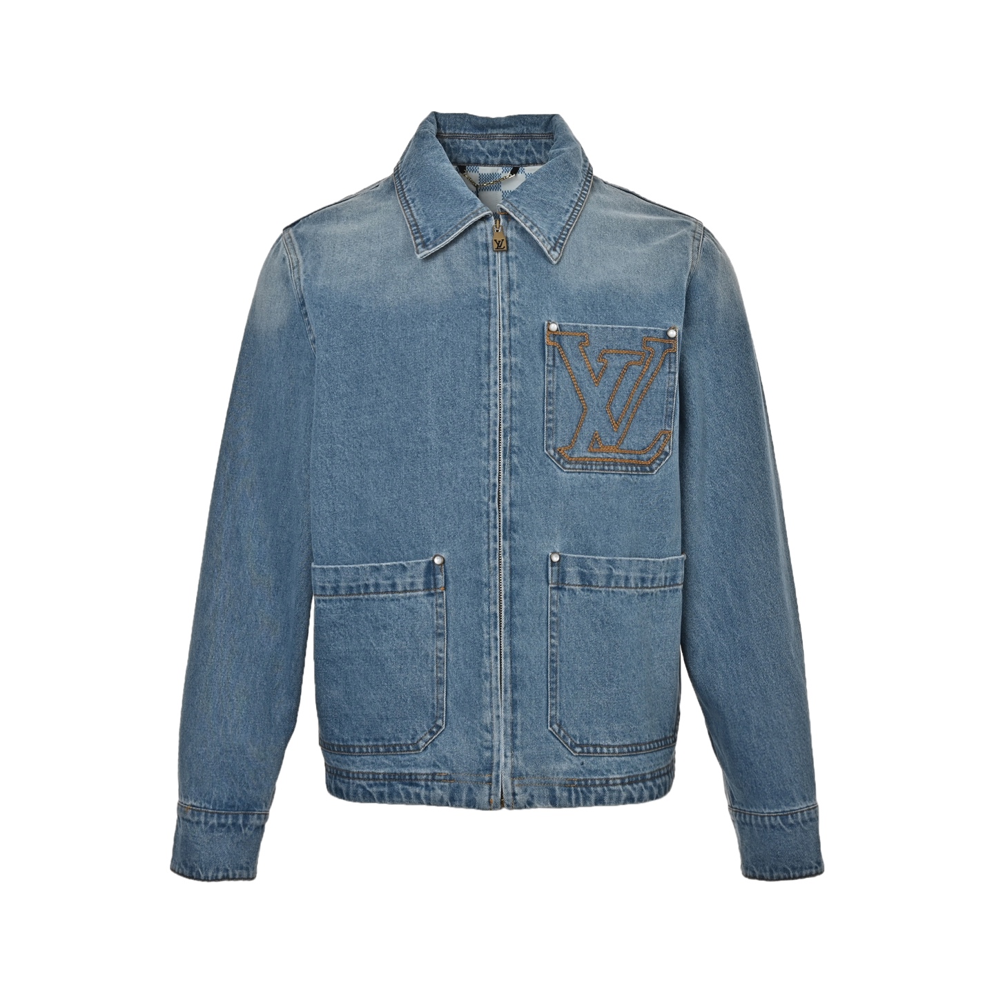 Louis Vuitton 25ss pocket embroidered zip-up denim jacket