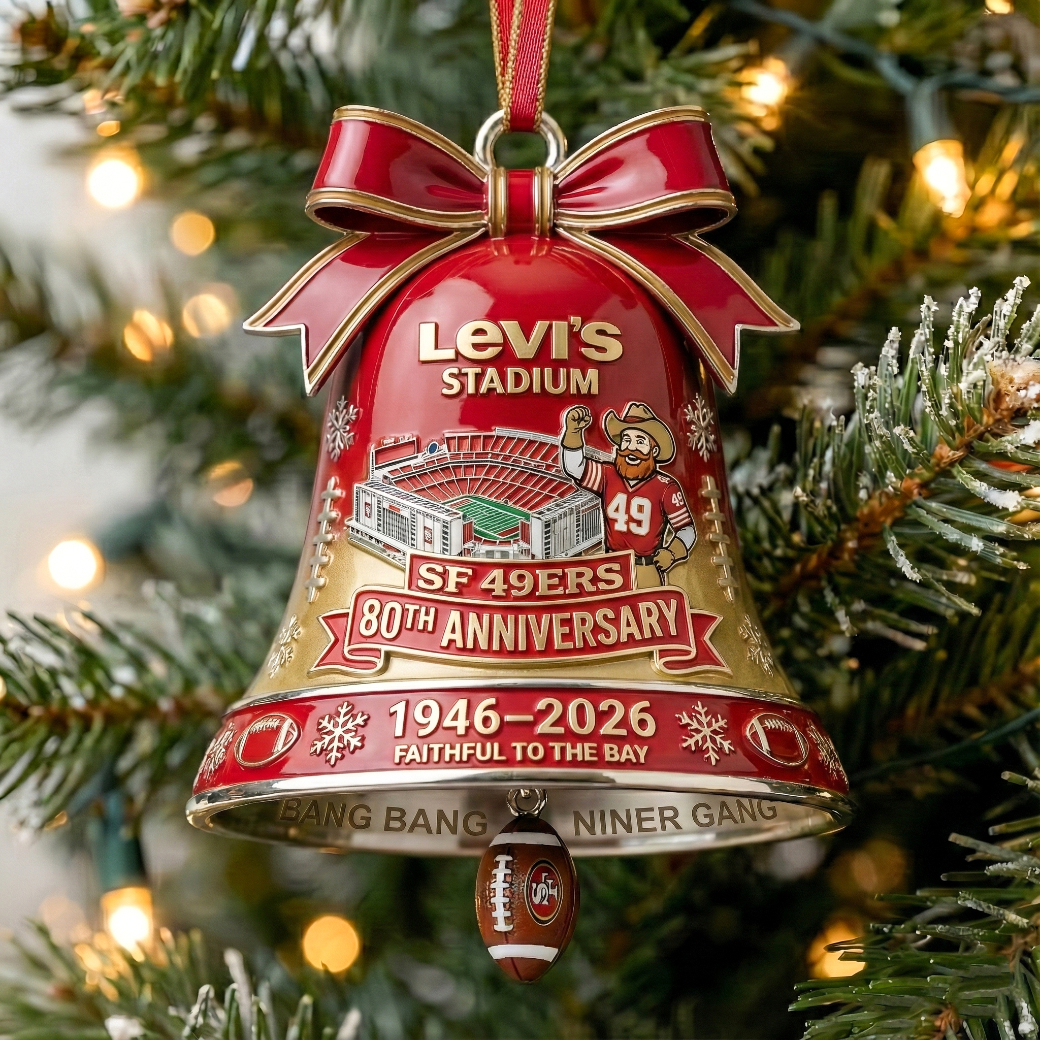 SF 49ERS 80th Anniversary Bell Ornament
