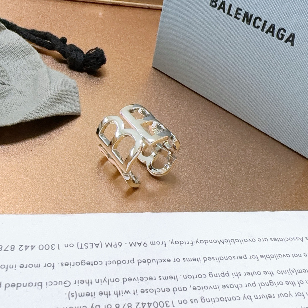 Balenciaga Hollow Silver Ring