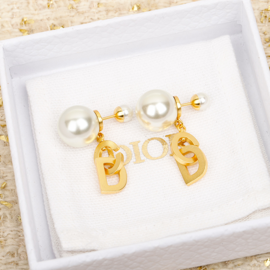 Dior Alphabet Pearl Earrings