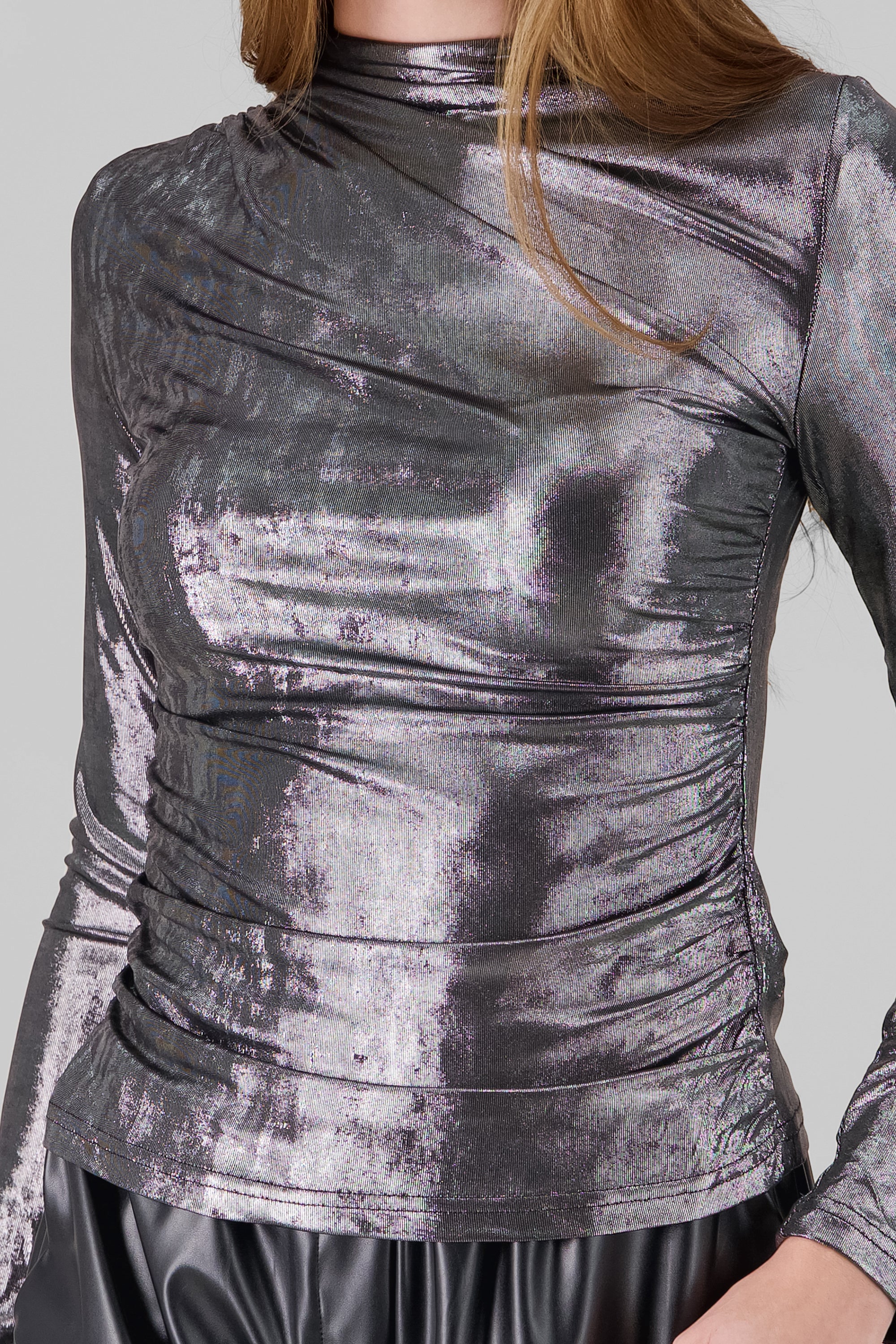 Metallic Long Sleeve Blouse