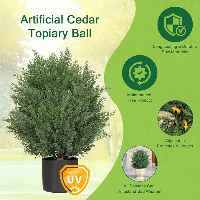 Sale 49% off 🔥UV Resistant Artificial Cedar Leafy Pot Plant (Urn Filler with Real Feel)