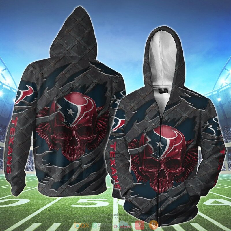 HOUSTON TEXANS WINGS SKULL 3D HOODIE