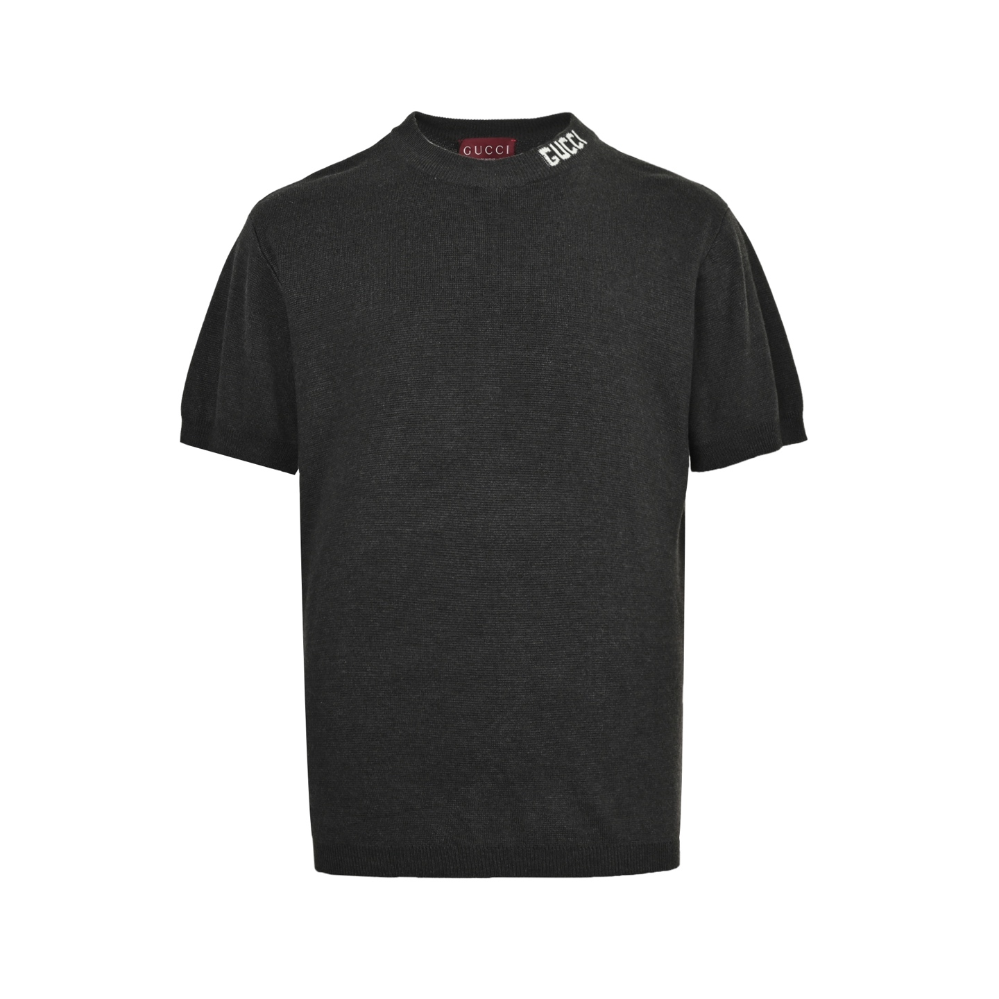 Gucci 25ss collar lettering jacquard knit short sleeves