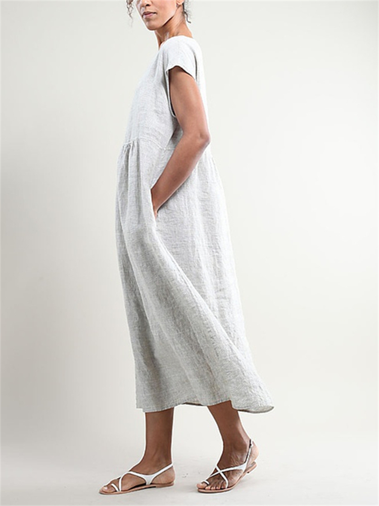 Pleated Wide Skirt Maxi Dress