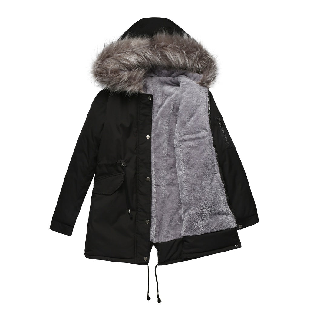 Mid-Length Hooded Parka Cotton-Padded Coat